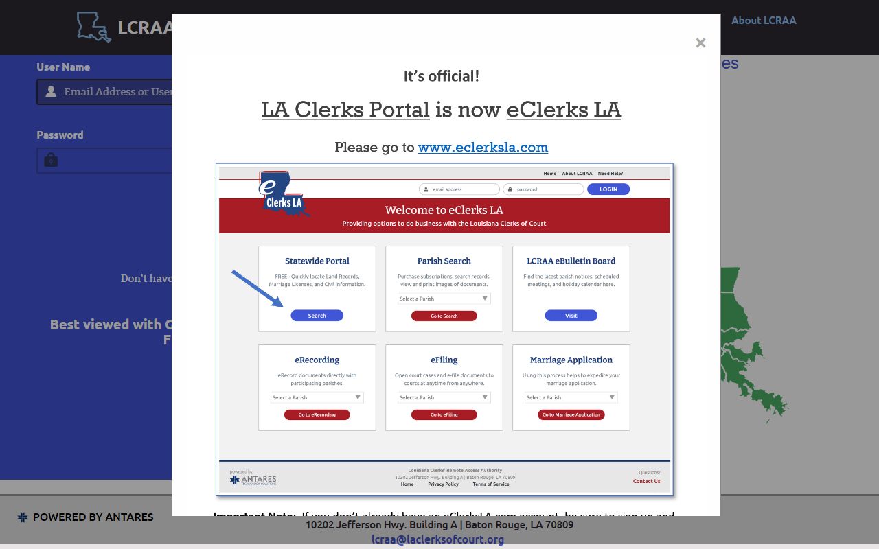 West Carroll Parish Clerk of Court Louisiana Clerks Remote Access Authority portal