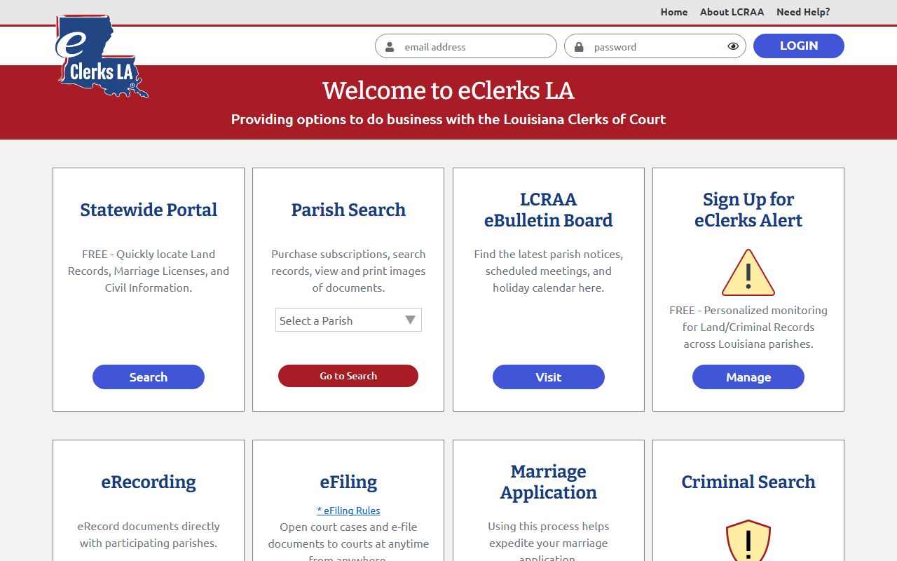 West Carroll Parish court records E Clerks LA portal