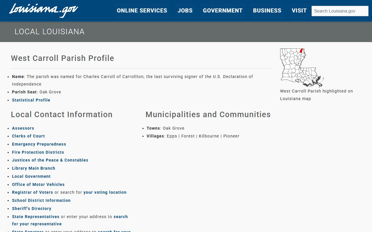 West Carroll Parish court records Louisiana parish profile