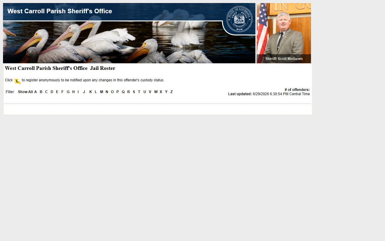 West Carroll Parish inmate search jail roster