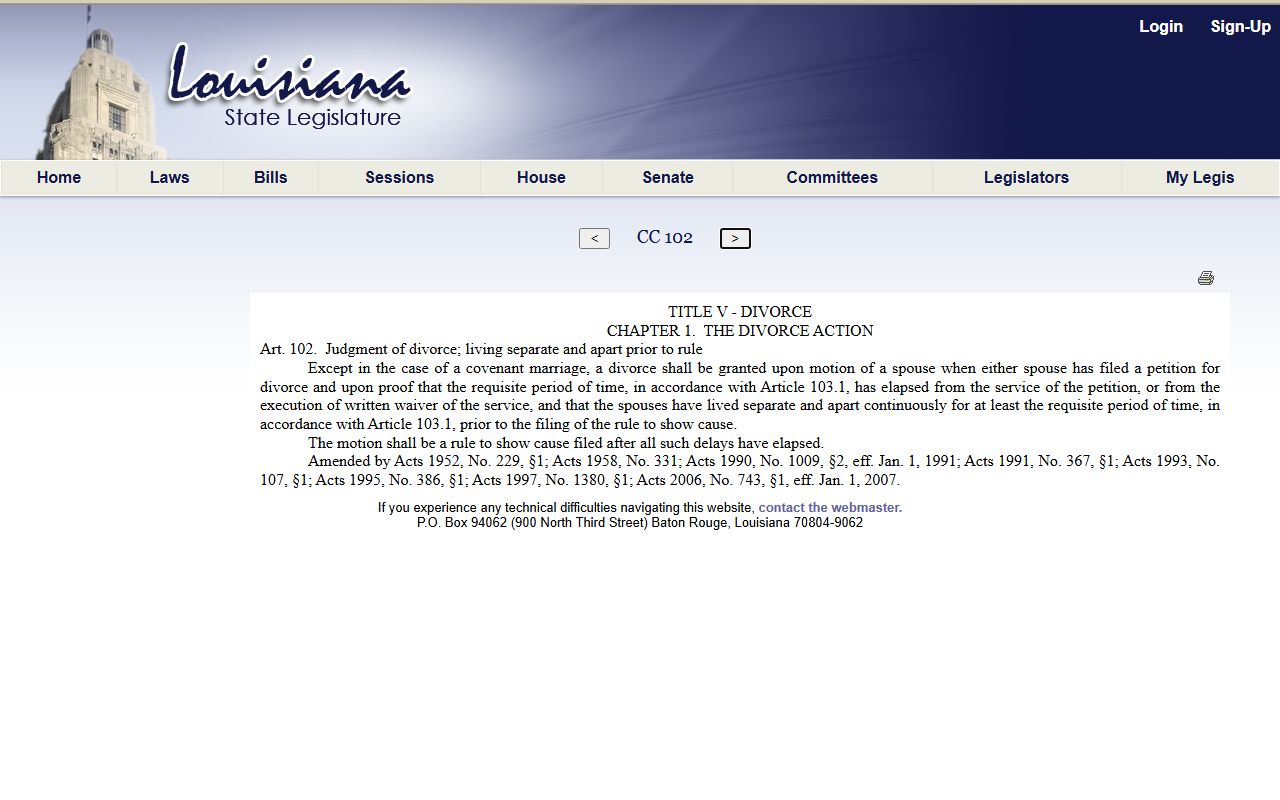 West Carroll Parish probate records Louisiana Civil Code Article 102 source