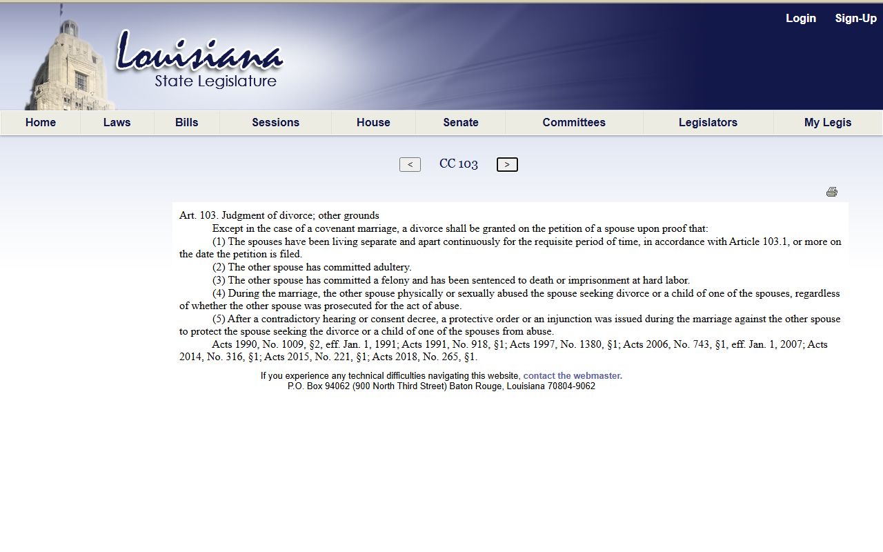West Carroll Parish probate records Louisiana Civil Code Article 103 source